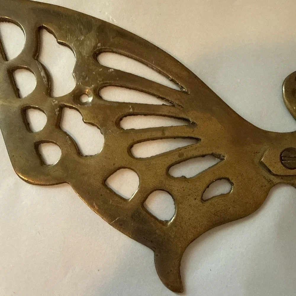 VTG Brass Butterfly Hook Collectible Wall Hanging Indoor Decor 10.5x7.5